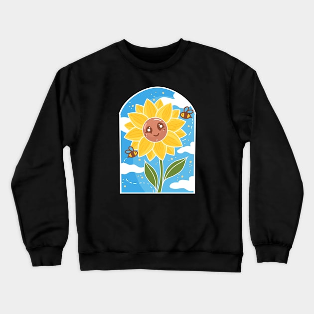 Sunshine Sunflower and honeybees Crewneck Sweatshirt by Mitalim